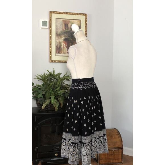 Erica Brooke Women Skirt Black White & Gold Size 36 XXL Cotton 100% Embellished - Picture 4 of 12